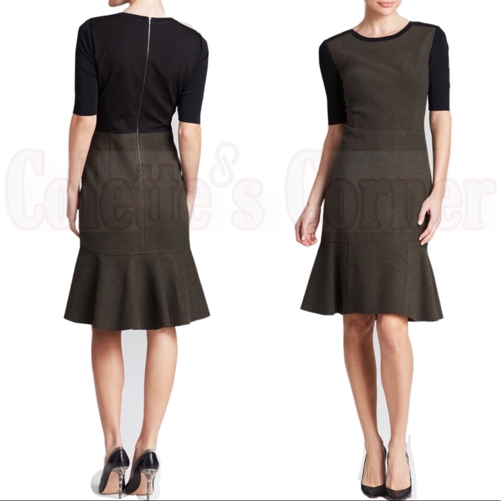 💼 Elie Tahari Linore Colorblock Flounce Dress